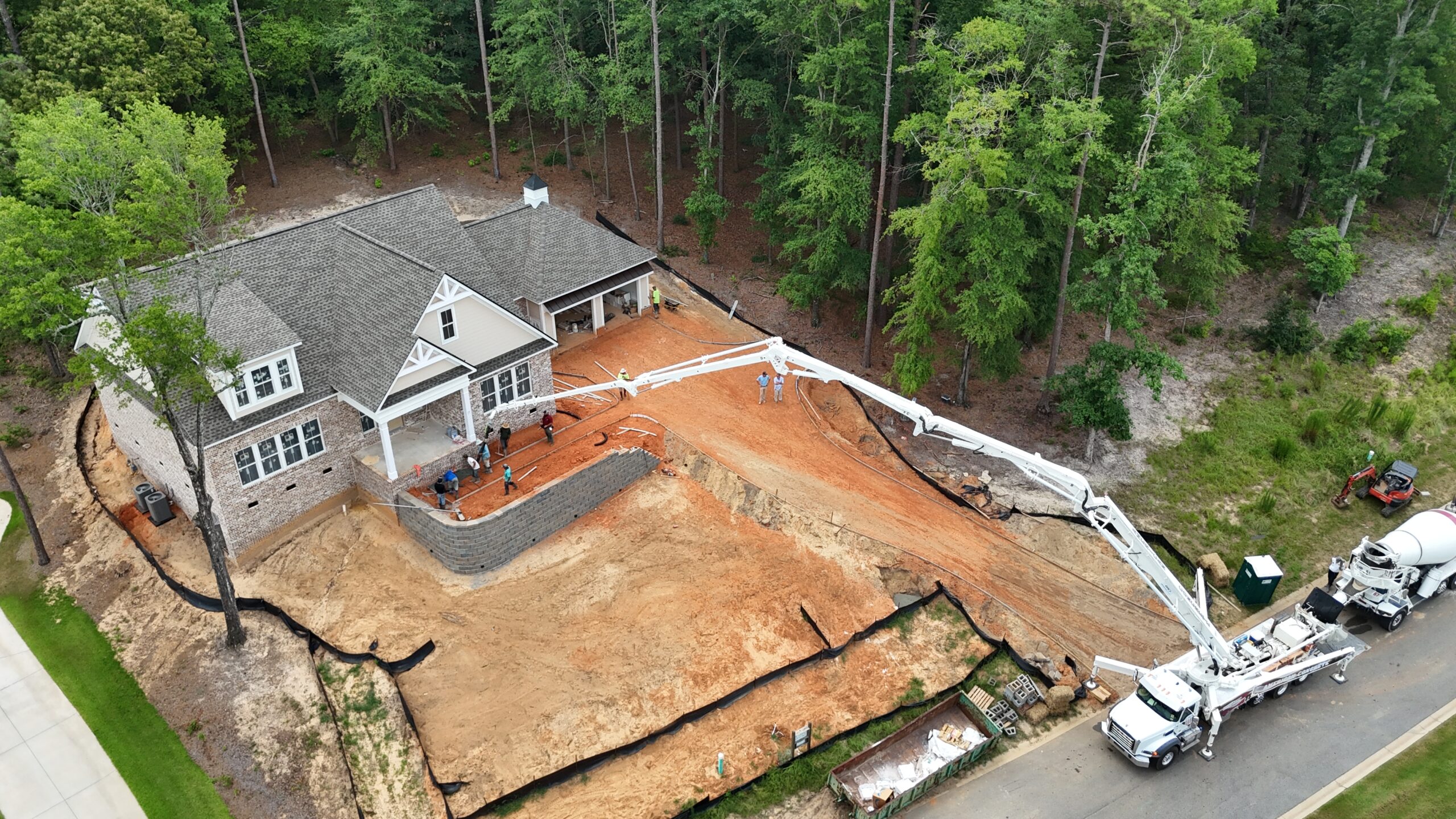 American Concrete pump truck on a residential pour